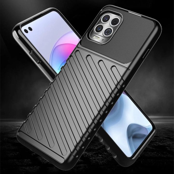 Thunder Case lankstus, tvirtas, atsparus dangtelis TPU dėklas, skirtas Motorola Moto G100 / Edge S , juodos spalvos