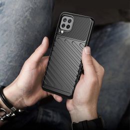 Thunder Case lankstus, tvirtas, atsparus dangtelis TPU dėklas, skirtas Samsung Galaxy A22 4G , mėlynas