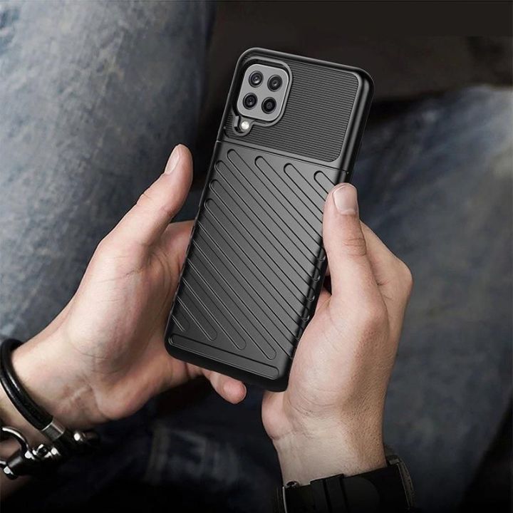 Thunder Case lankstus, tvirtas, atsparus dangtelis TPU dėklas, skirtas Samsung Galaxy A22 4G , mėlynas