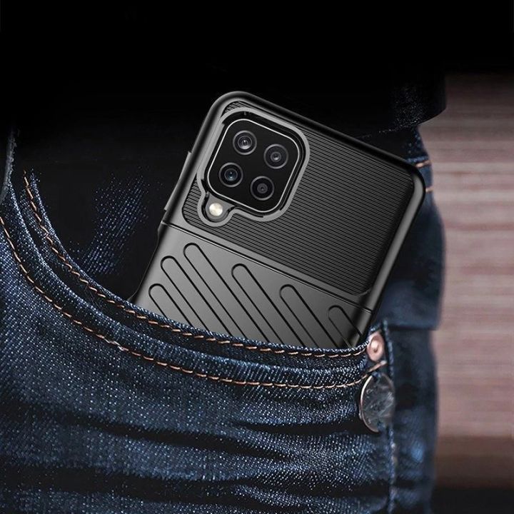 Thunder Case lankstus, tvirtas, atsparus dangtelis TPU dėklas, skirtas Samsung Galaxy A22 4G , mėlynas