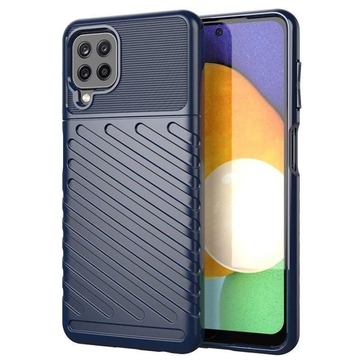 Thunder Case lankstus, tvirtas, atsparus dangtelis TPU dėklas, skirtas Samsung Galaxy A22 4G , mėlynas