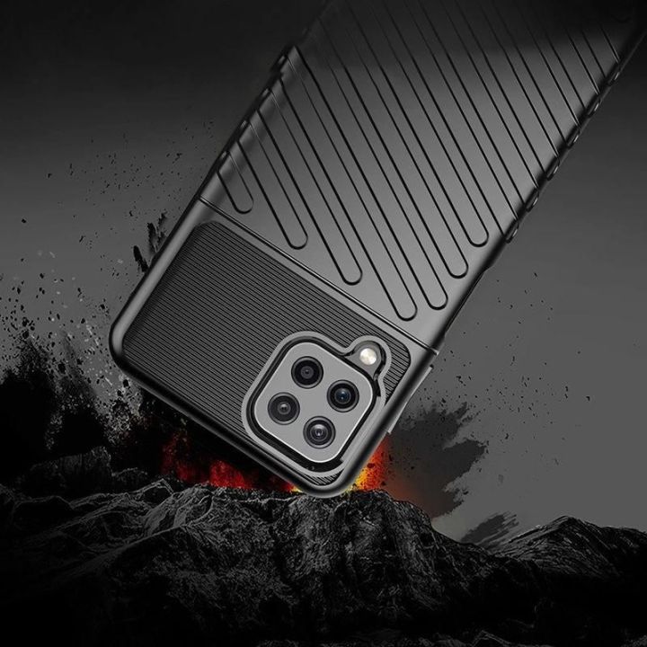 Thunder Case lankstus, tvirtas, atsparus dangtelis TPU dėklas, skirtas Samsung Galaxy A22 4G , juodos spalvos