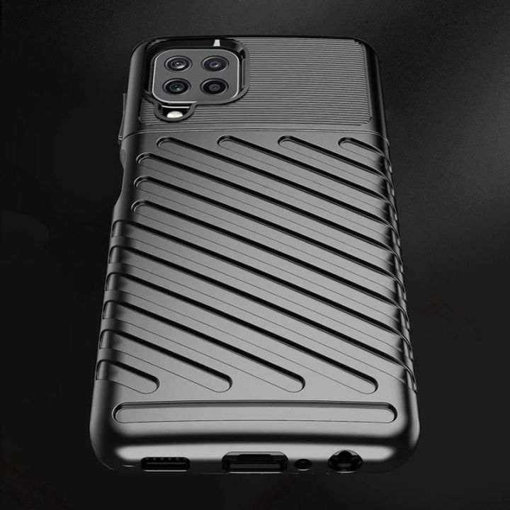 Thunder Case lankstus, tvirtas, atsparus dangtelis TPU dėklas, skirtas Samsung Galaxy A22 4G , juodos spalvos