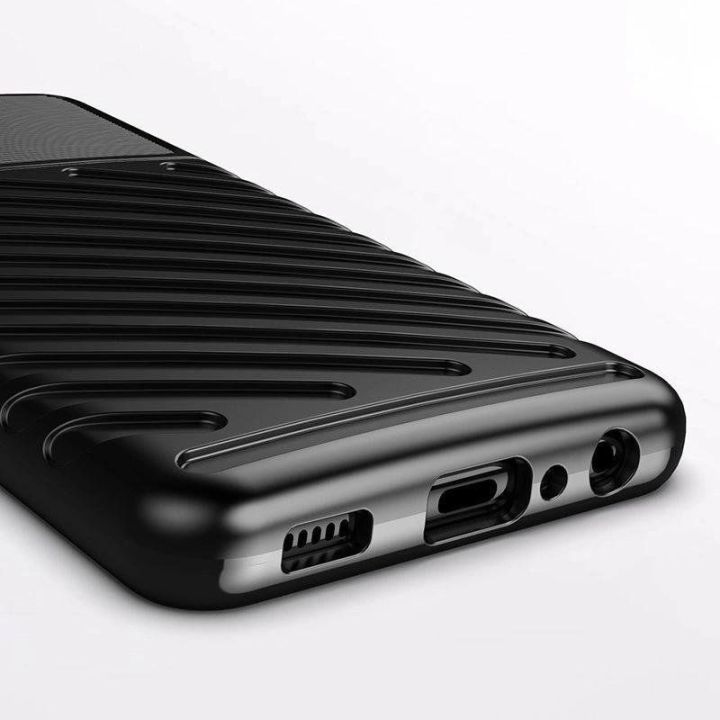 Thunder Case lankstus, tvirtas, atsparus dangtelis TPU dėklas, skirtas Samsung Galaxy A22 4G , juodos spalvos