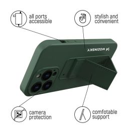 Kickstand Case Silikoninis stovo dangtelis, skirtas Samsung Galaxy A72 4G Dark Green