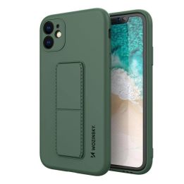 Kickstand Case Silikoninis stovo dangtelis, skirtas Samsung Galaxy A22 4G , tamsiai žalias