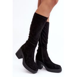 Ilgaauliai batai virš kelių su dideliu kulnu D&A SN622-10A Black