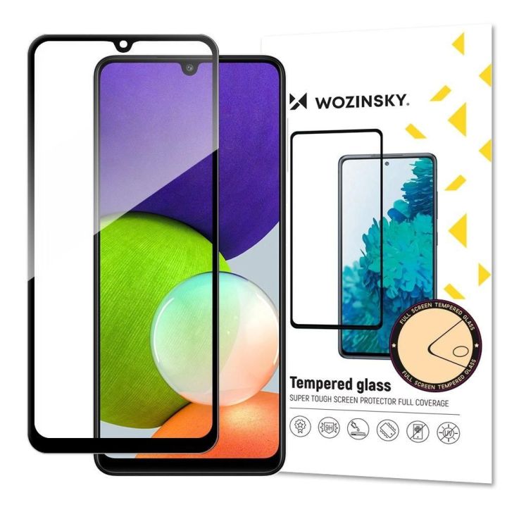 Grūdintas stiklas su rėmeliu, skirtas Samsung Galaxy A22 4G , juodos spalvos