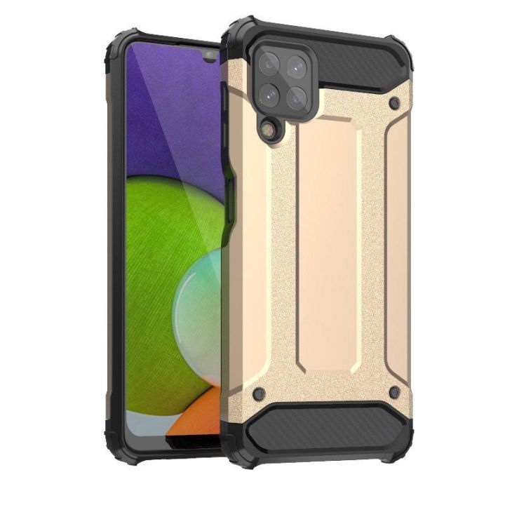 Hibridinis šarvuotas dėklas Tough Rugged Cover, skirtas Samsung Galaxy A22 4G golden