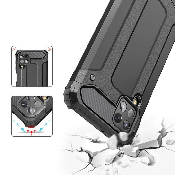 Hibridinis šarvuotas dėklas Tough Rugged Cover, skirtas Samsung Galaxy A22 4G golden