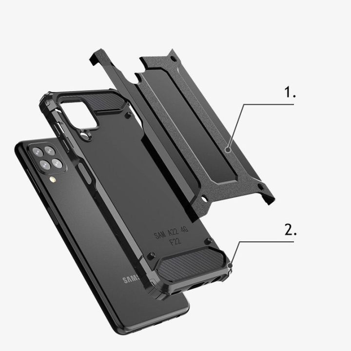 Hibridinis šarvuotas dėklas Tough Rugged Cover, skirtas Samsung Galaxy A22 4G golden