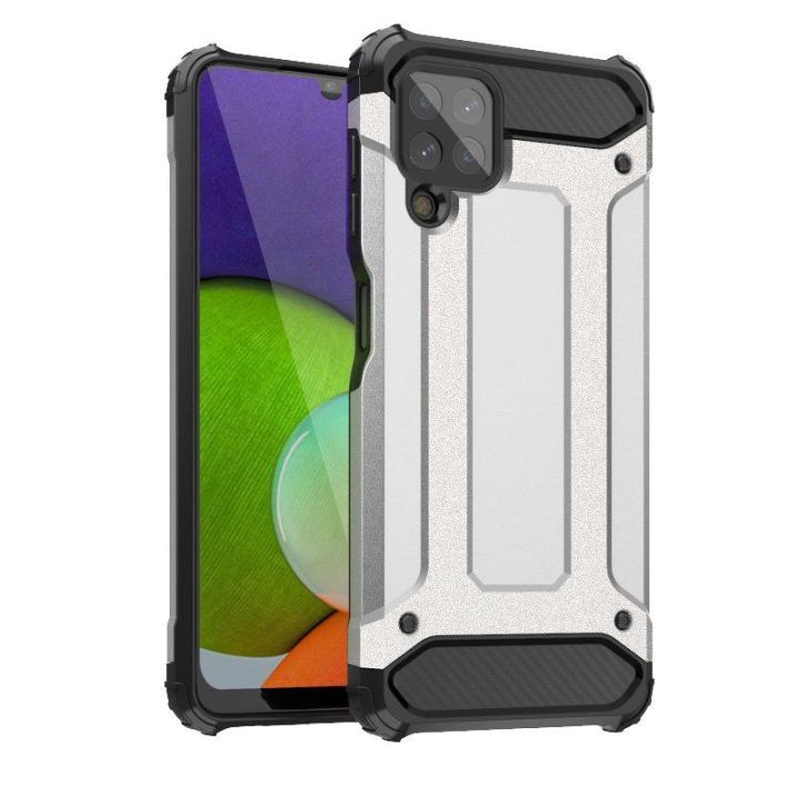 Hibridinis šarvuotas dėklas Tough Rugged Cover, skirtas Samsung Galaxy A22 4G silver