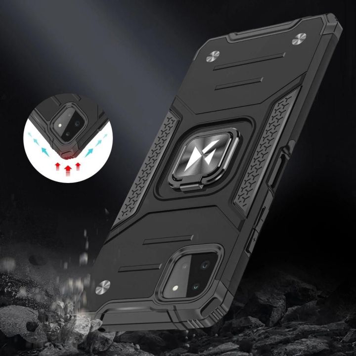 Ring Armor dėklas Kickstand tvirtas atsparus dangtelis, skirtas Samsung Galaxy A22 4G , sidabrinis