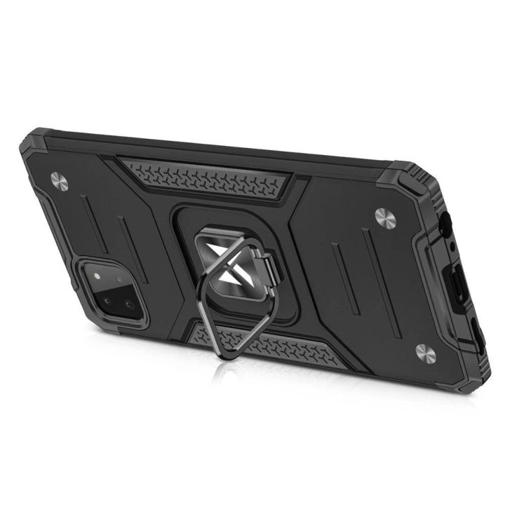 Ring Armor dėklas Kickstand tvirtas atsparus dangtelis, skirtas Samsung Galaxy A22 4G , sidabrinis