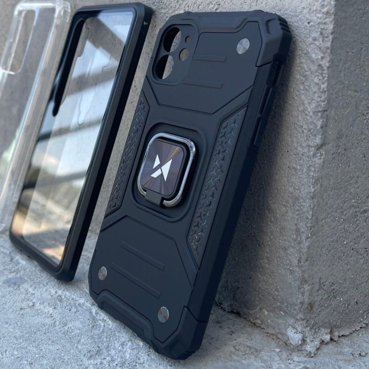 Ring Armor dėklas Kickstand tvirtas atsparus dangtelis, skirtas Samsung Galaxy A22 4G , mėlynas
