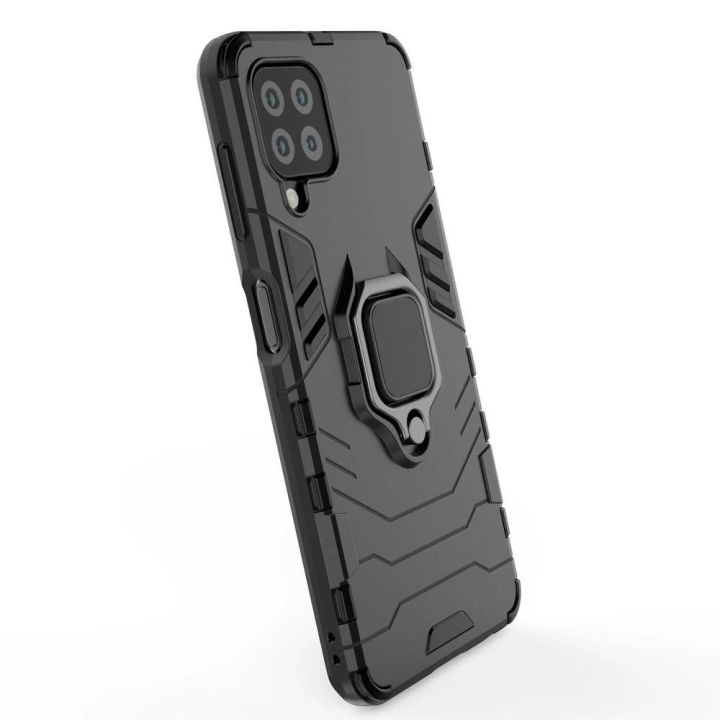 Ring Armor dėklas Kickstand tvirtas atsparus dangtelis, skirtas Samsung Galaxy A22 4G , mėlynas