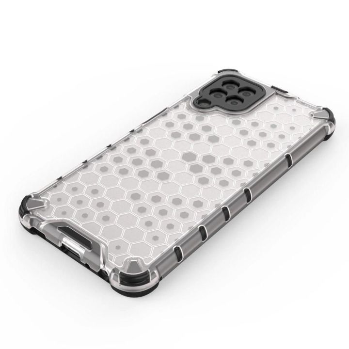 Honeycomb korpuso šarvuotas dangtelis su TPU bamperiu, skirtas Samsung Galaxy A22 4G , juodas