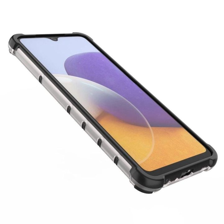 Honeycomb korpuso šarvuotas dangtelis su TPU bamperiu, skirtas Samsung Galaxy A22 4G , juodas
