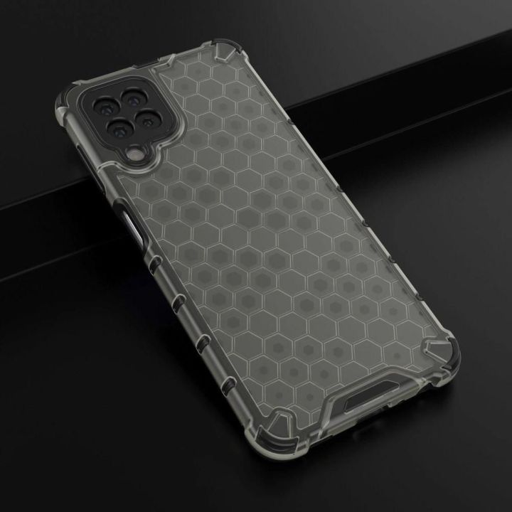Honeycomb korpuso šarvuotas dangtelis su TPU bamperiu, skirtas Samsung Galaxy A22 4G , juodas