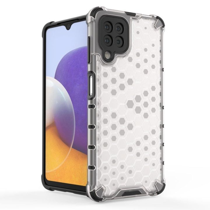 Honeycomb korpuso šarvuotas dangtelis su TPU bamperiu, skirtas Samsung Galaxy A22 4G , mėlynas