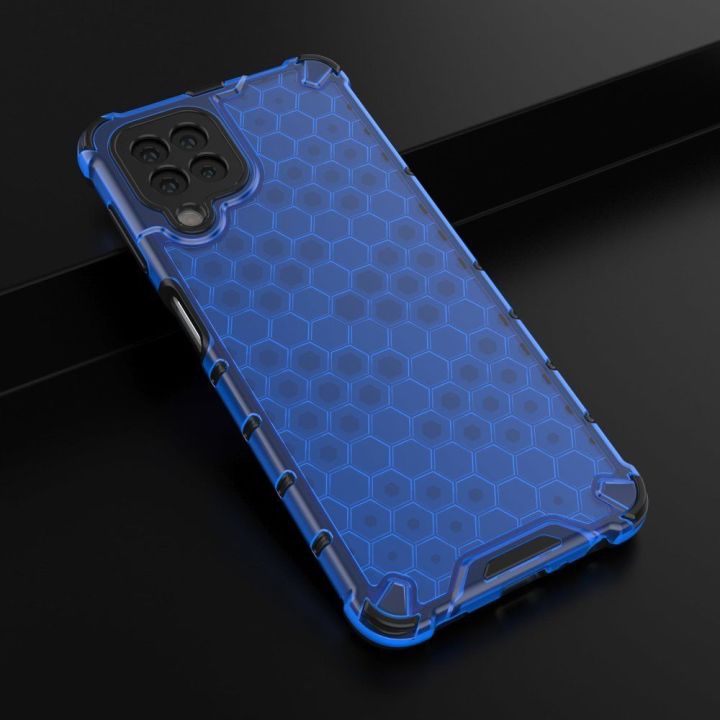 Honeycomb korpuso šarvuotas dangtelis su TPU bamperiu, skirtas Samsung Galaxy A22 4G , mėlynas
