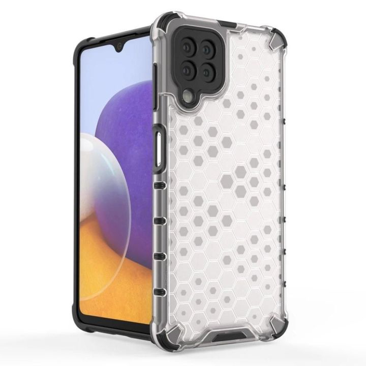 Honeycomb korpuso šarvuotas dangtelis su TPU bamperiu, skirtas Samsung Galaxy A22 4G , raudonas