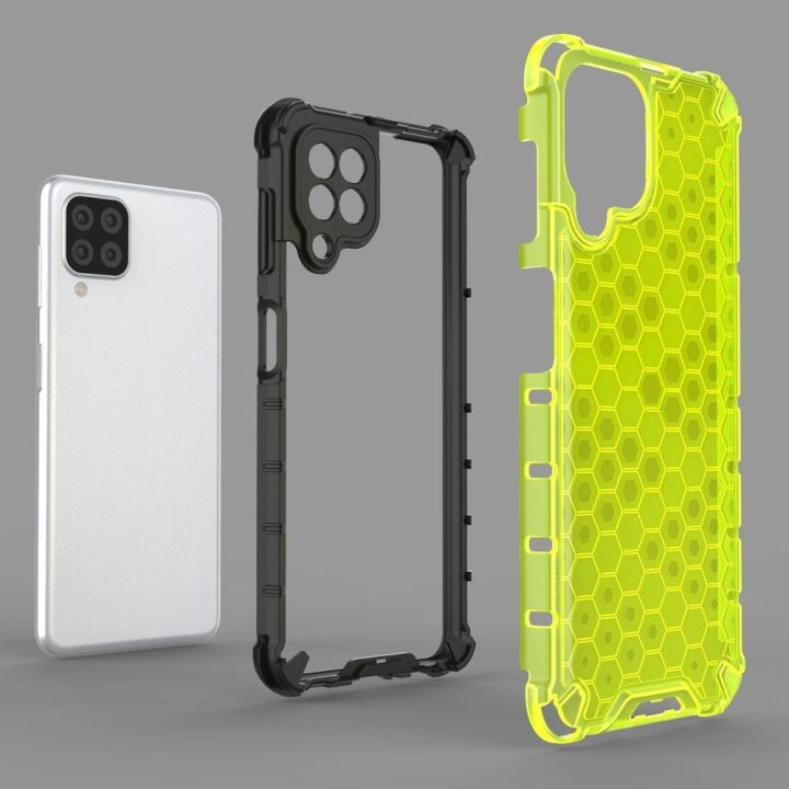 Honeycomb korpuso šarvinis dangtelis su TPU bamperiu, skirtas Samsung Galaxy A22 4G , skaidrus