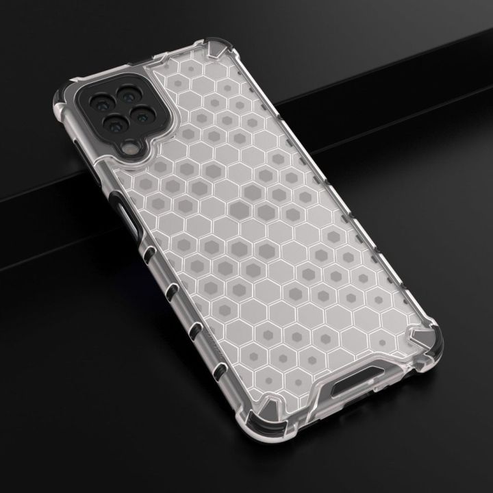 Honeycomb korpuso šarvinis dangtelis su TPU bamperiu, skirtas Samsung Galaxy A22 4G , skaidrus