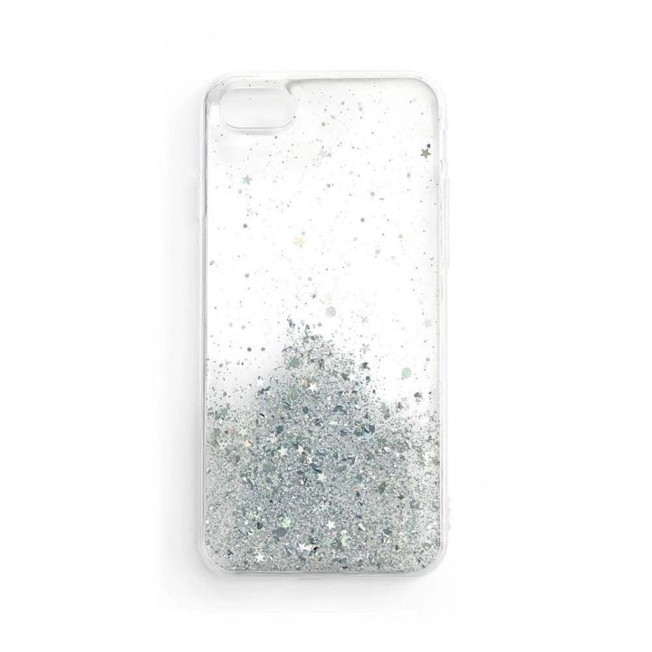 Žvaigždžių blizgučiais spindintis dangtelis Samsung Galaxy A22 4G permatomas
