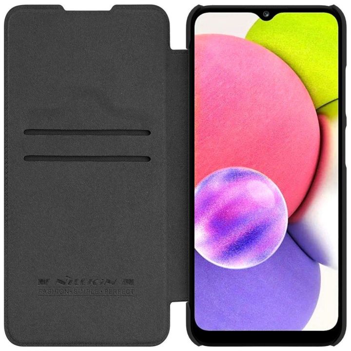Nillkin Qin odinis dėklas, skirtas Samsung Galaxy A03s , juodas