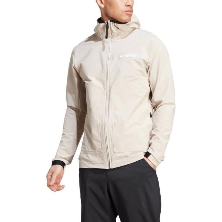 Vyriška striukė su gobtuvu adidas Terrex Multi Soft Shell, smėlio