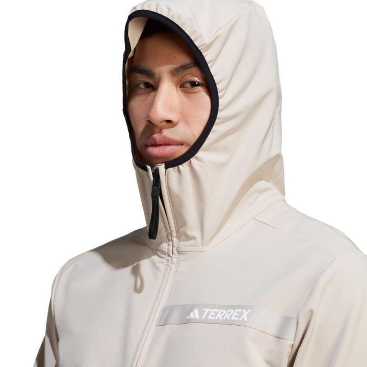 Vyriška striukė su gobtuvu adidas Terrex Multi Soft Shell, smėlio