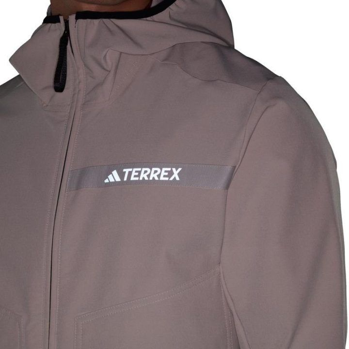 Vyriška striukė su gobtuvu adidas Terrex Multi Soft Shell, smėlio