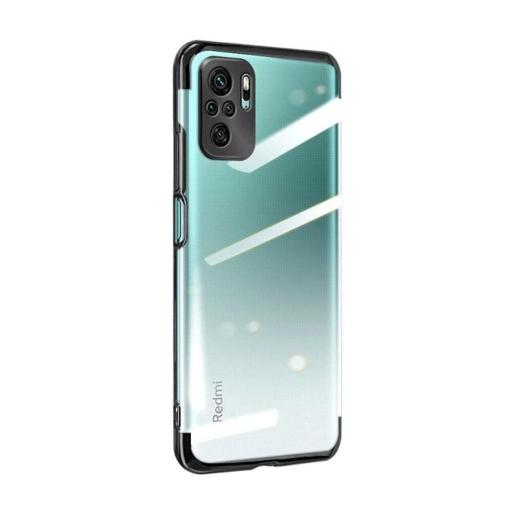 Skaidrios spalvos korpuso gelinis TPU galvaninis rėmelis, skirtas Xiaomi Redmi Note 10 5G / Poco M3 Pro , juodas