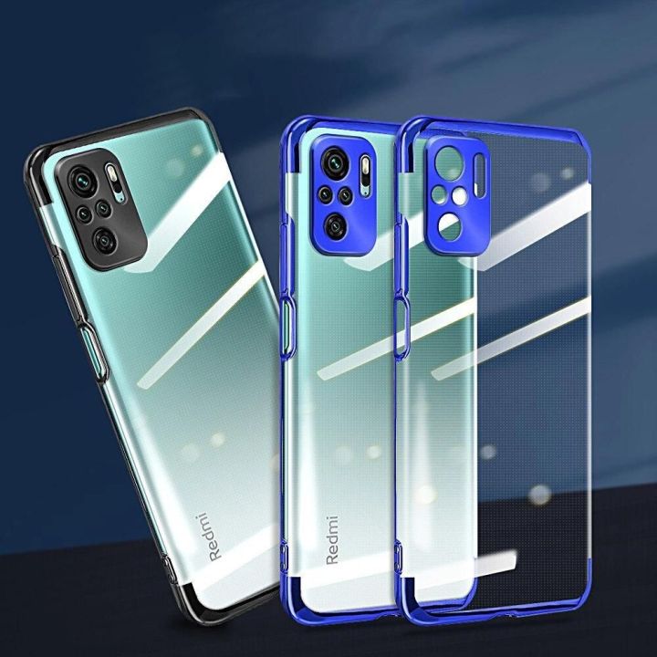 Skaidrios spalvos korpuso gelinis TPU galvaninis rėmelis, skirtas Xiaomi Redmi Note 10 5G / Poco M3 Pro , mėlynos spalvos