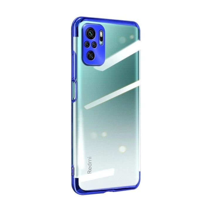 Skaidrios spalvos korpuso gelinis TPU galvaninis rėmelis, skirtas Xiaomi Redmi Note 10 5G / Poco M3 Pro , mėlynos spalvos