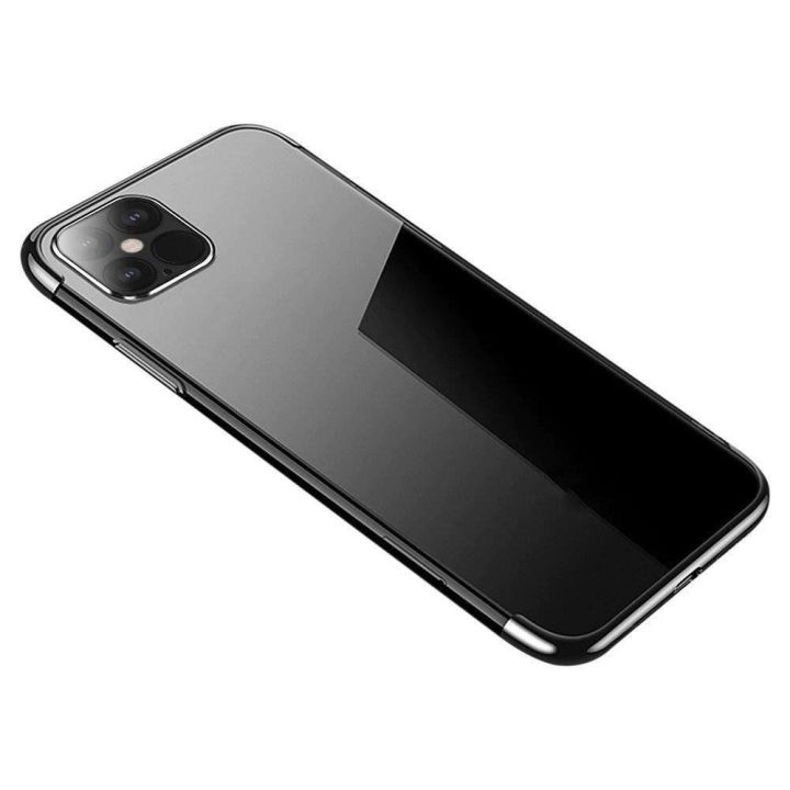 Skaidrios spalvos korpuso gelinis TPU galvaninis rėmelis, skirtas Samsung Galaxy A22 4G , juodos spalvos