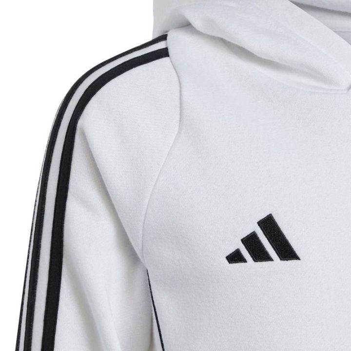 Vaikiškas medvilninis džemperis su gobtuvu adidas Tiro 24, baltas