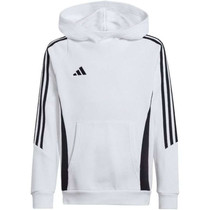Vaikiškas medvilninis džemperis su gobtuvu adidas Tiro 24, baltas