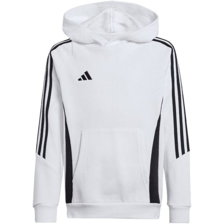 Vaikiškas medvilninis džemperis su gobtuvu adidas Tiro 24, baltas