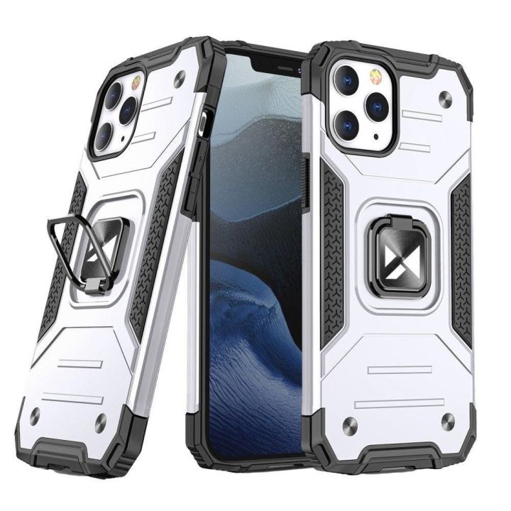 Ring Armor dėklas iPhone 13 Pro Max sidabrinis tvirtas dangtelis