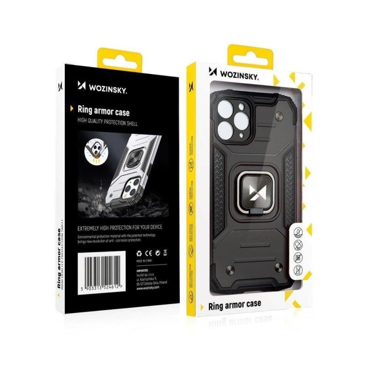Ring Armor Case Kickstand Tough Rugged Cover for iPhone 13 Pro Max rožinio aukso spalvos