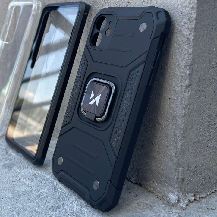 Ring Armor dėklas Kickstand Tough Rugged Cover, skirtas iPhone 13 mini , sidabrinis