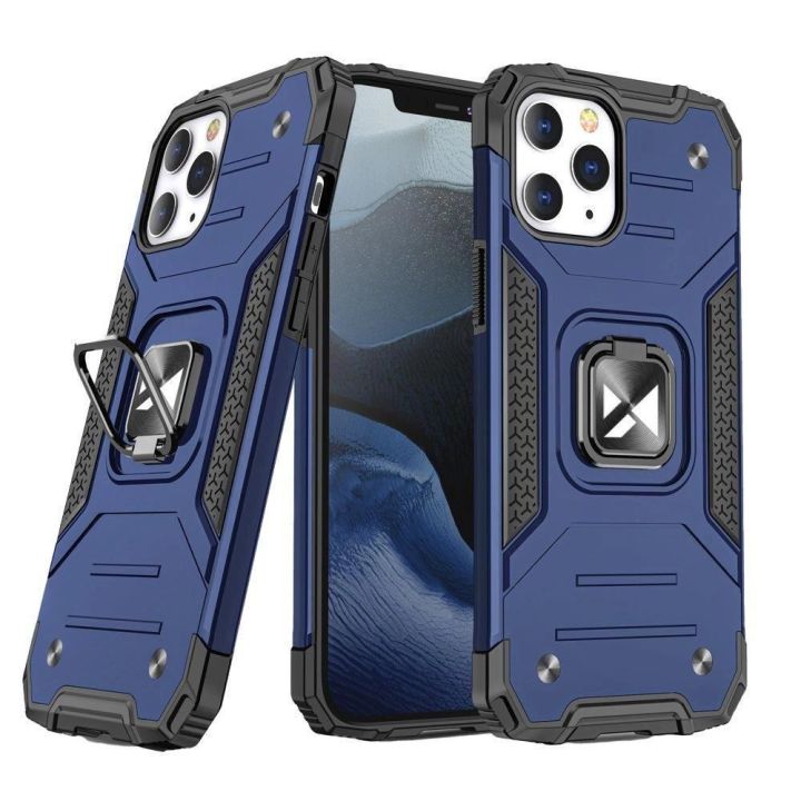Ring Armor dėklas Kickstand tvirtas atsparus dangtelis, skirtas iPhone 13 mini , mėlynas