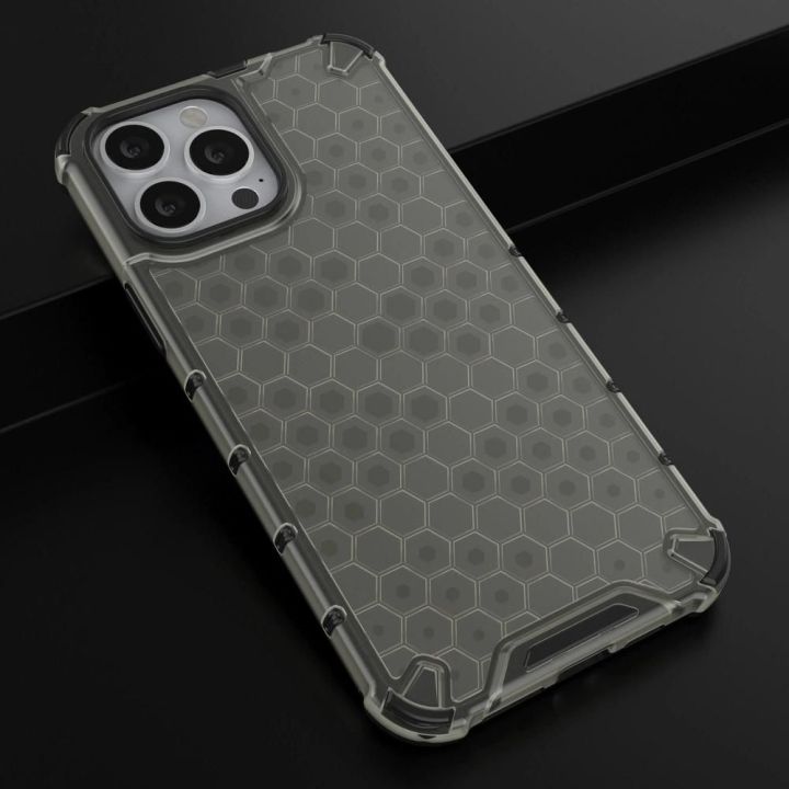 Honeycomb korpuso šarvuotas dangtelis su TPU bamperiu, skirtas iPhone 13 Pro Max , juodas