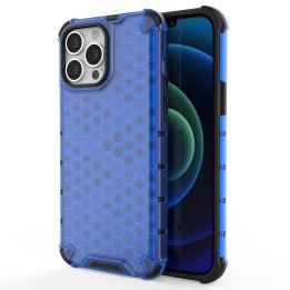 Honeycomb korpuso šarvuotas dangtelis su TPU bamperiu, skirtas iPhone 13 Pro Max , mėlynos spalvos