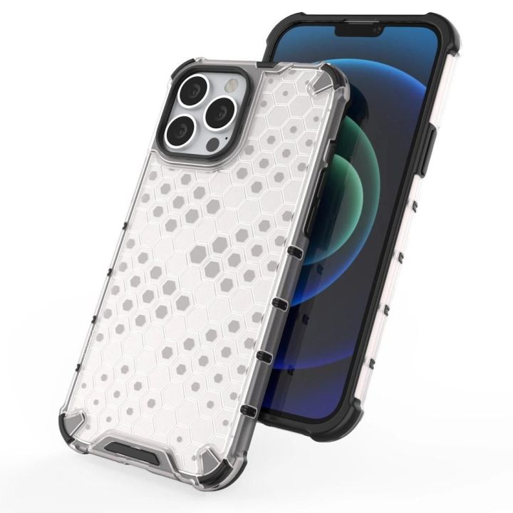 Honeycomb korpuso šarvuotas dangtelis su TPU bamperiu, skirtas iPhone 13 Pro Max , mėlynos spalvos
