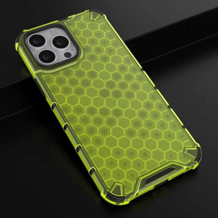 Honeycomb korpuso šarvinis dangtelis su TPU bamperiu, skirtas iPhone 13 Pro Max , žalias