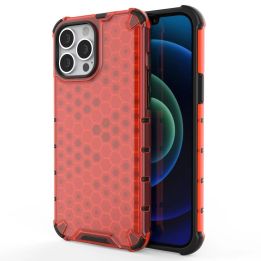 Honeycomb korpuso šarvuotas dangtelis su TPU bamperiu, skirtas iPhone 13 Pro Max , raudonas