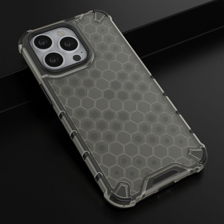 Honeycomb korpuso šarvuotas dangtelis su TPU bamperiu, skirtas iPhone 13 Pro , juodas